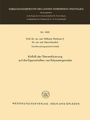 cover image of Einfluß der Thermofizierung auf die Eigenschaften von Polyestergewebe